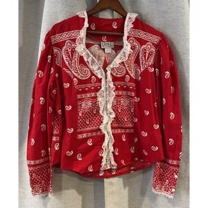 Circle T by Marilyn Lenox Bandana Shirt‎ Womens 90s Vintage Size 40/20